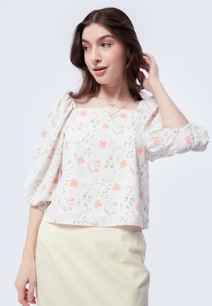 Printed Square Neck Blouse