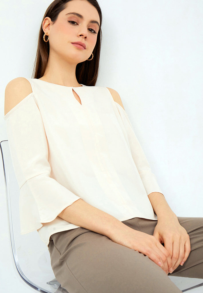 Round Neck Blouse with Cut Out Details