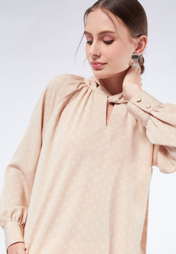 Twist Neck Long Sleeve Blouse