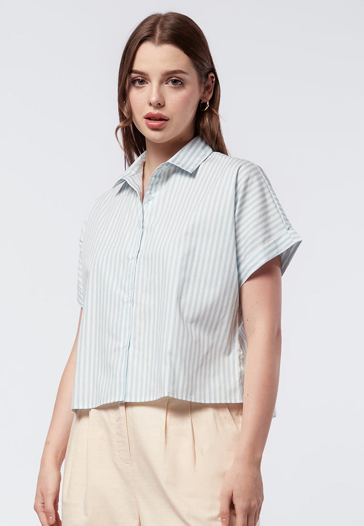 Short Sleeve Stripes Blouse