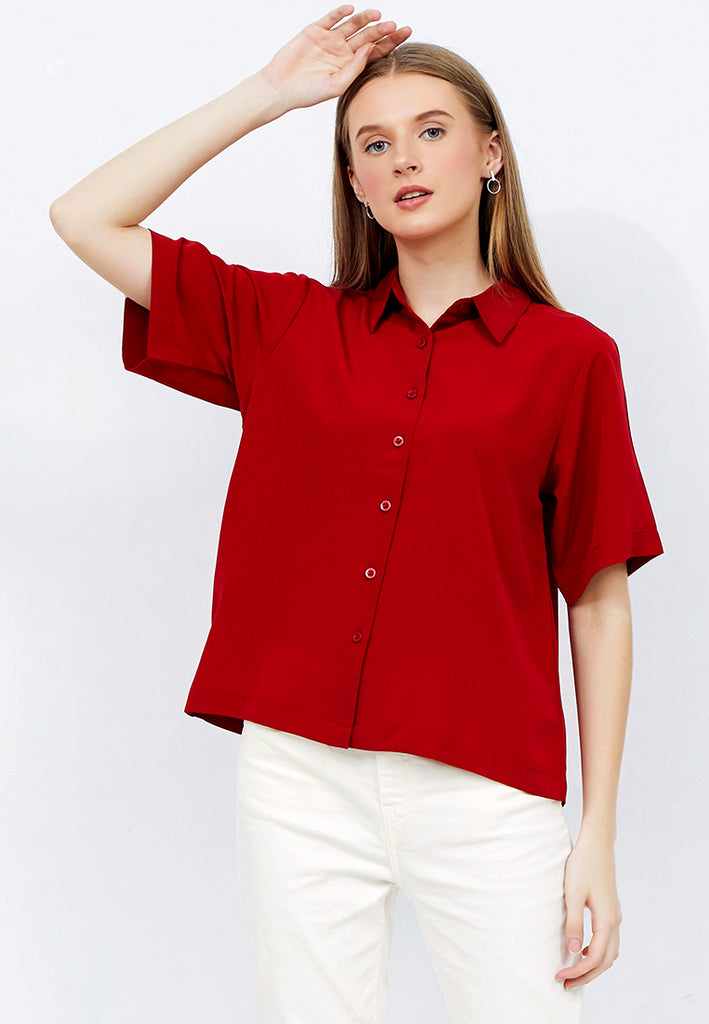 Loose Fit Short Sleeve Blouse