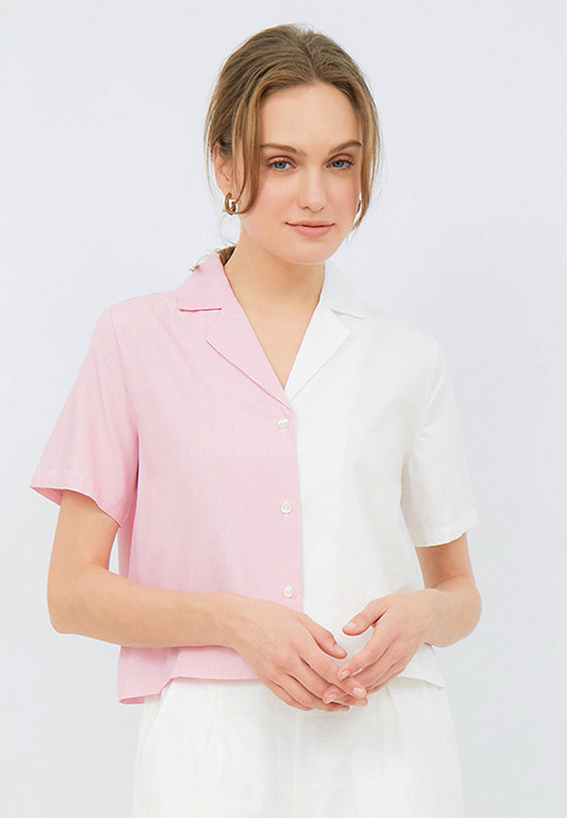 Colorblock Short Sleeve Blouse
