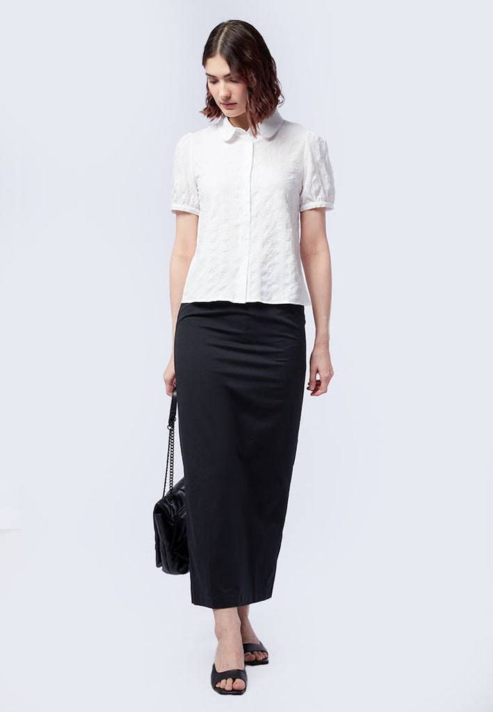 Crinkled Short Sleeve Blouse