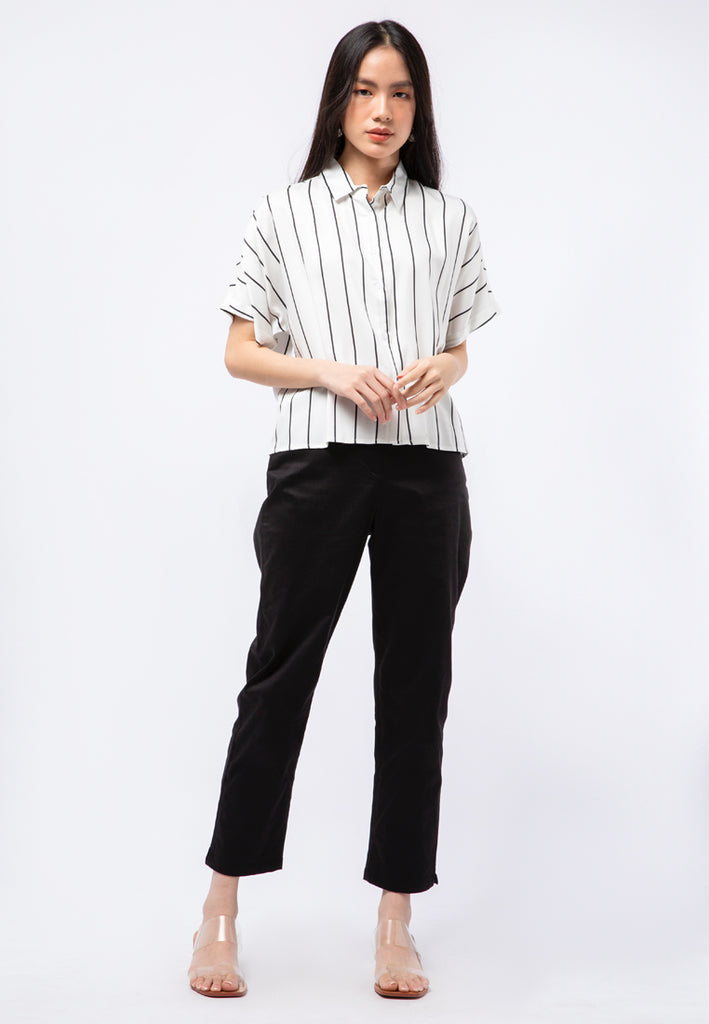 Short Sleeve Stripe Blouse