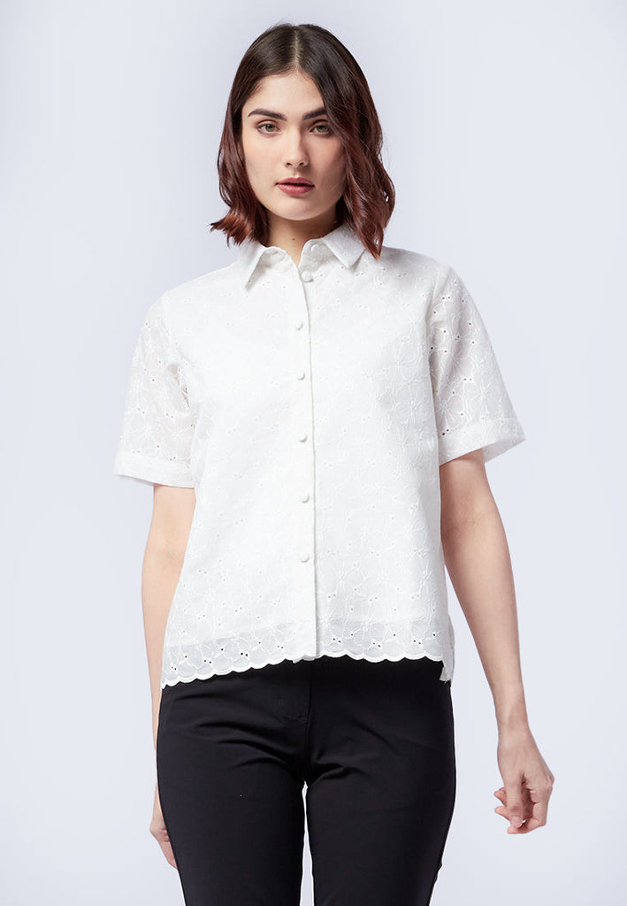 Short Sleeve Eyelet Shirt