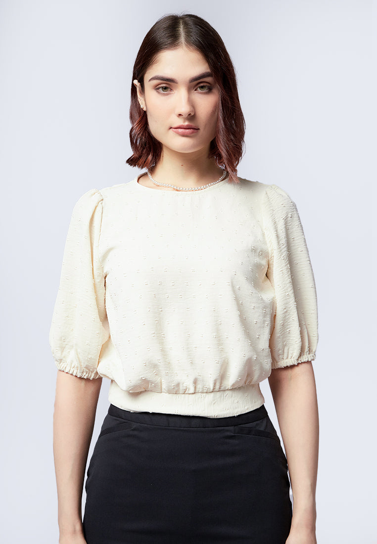 Round Neck Puff Sleeve Blouse