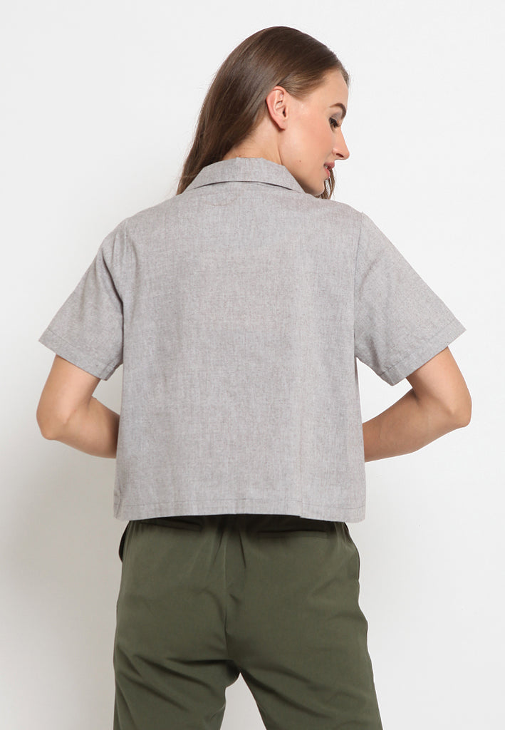 Short Sleeve Double Breasted Blouse