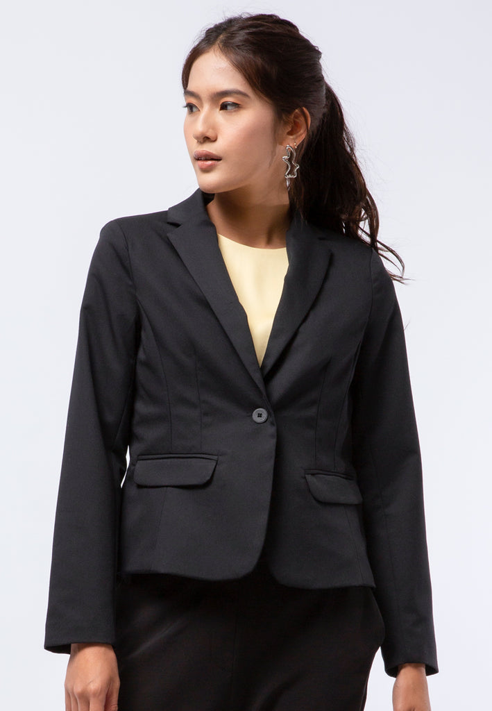Fitted Blazer with One Button Details