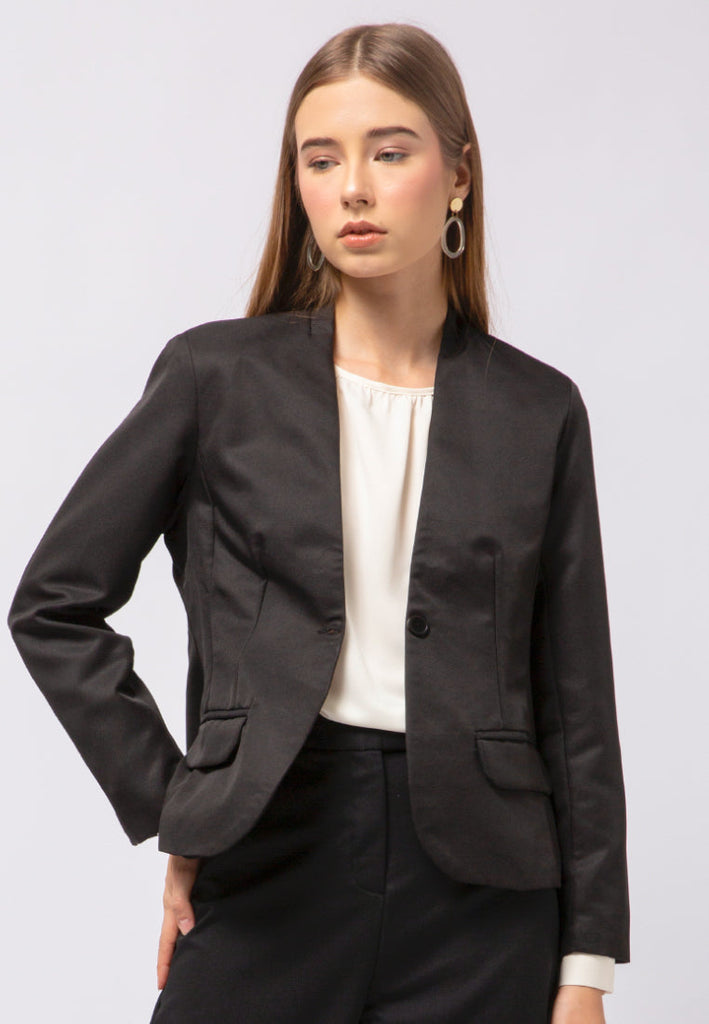 Fitted No Lapel Blazer