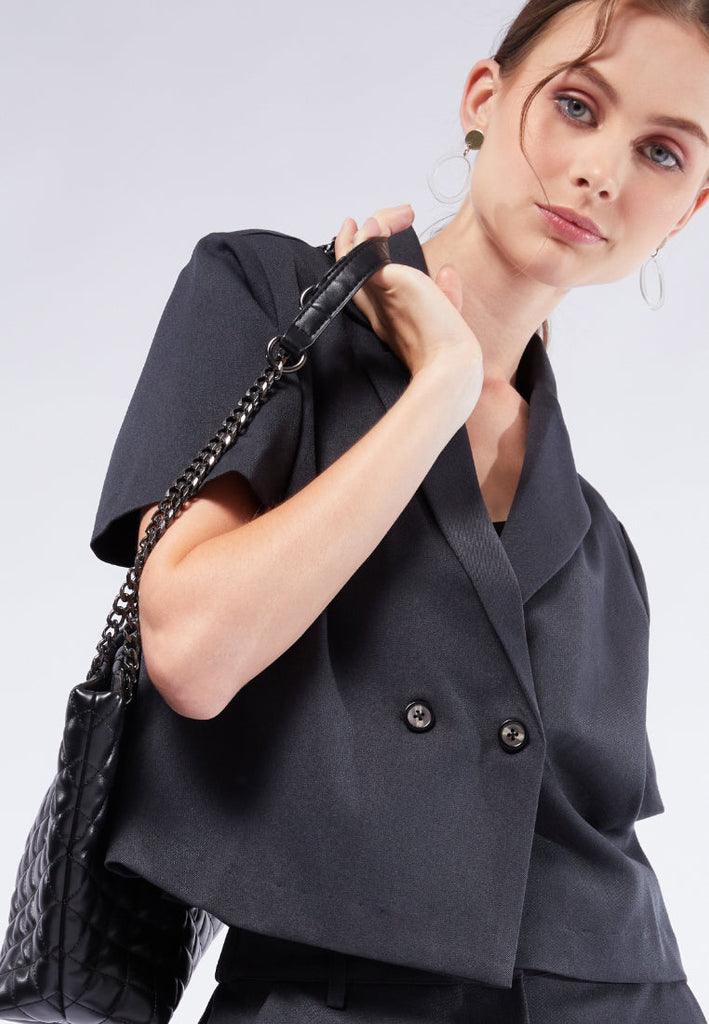 V-Neck Short Sleeve Blazer