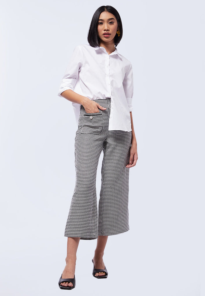 Houndstooth Tweed Cullotte Pants