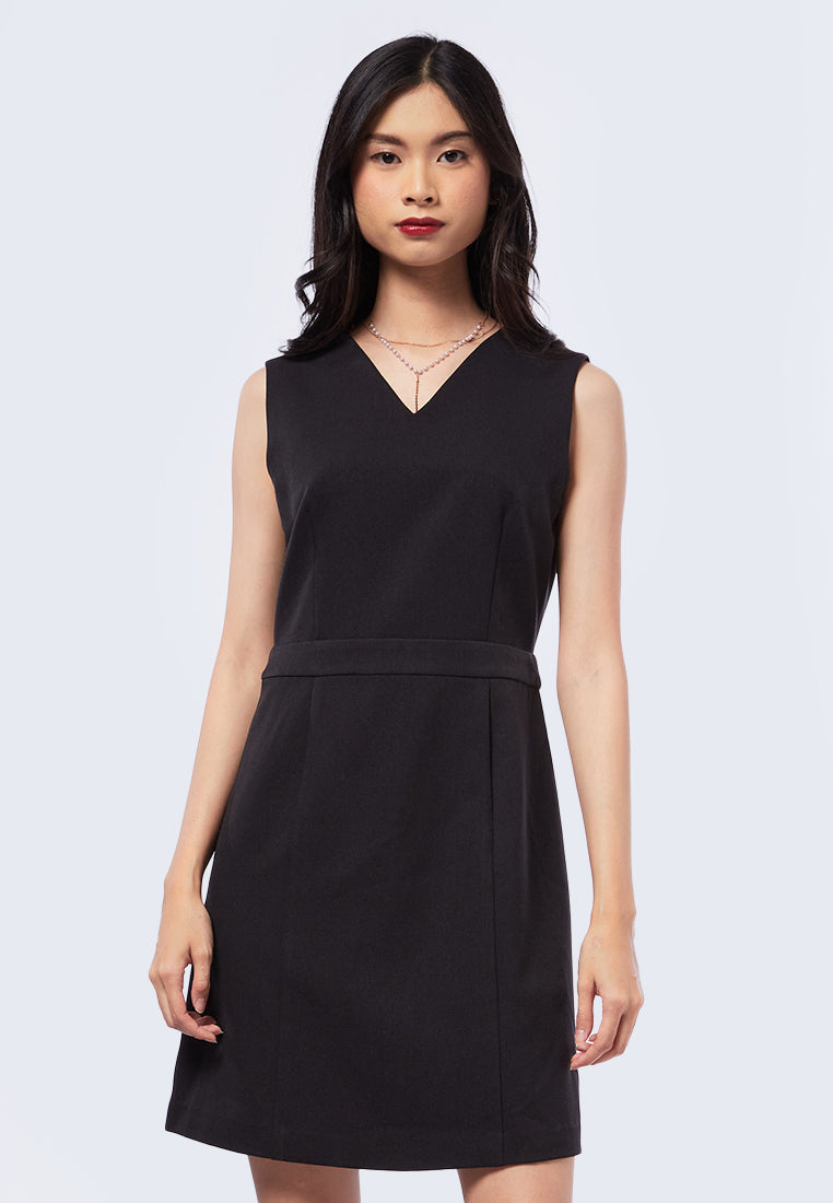 V-Neck Sleeveless Midi Dress