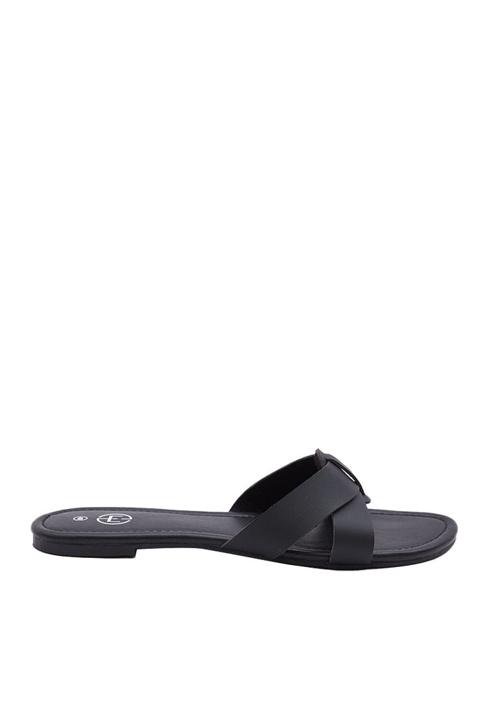 Black Slip On Sandals