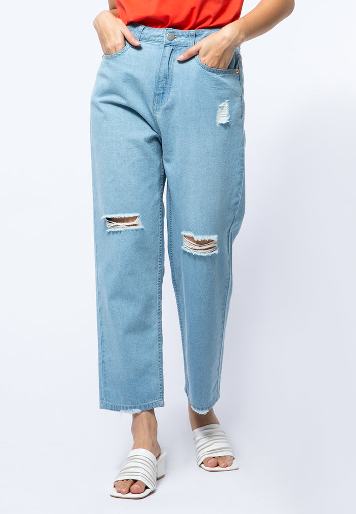 Mom Jeans with Ripped Details