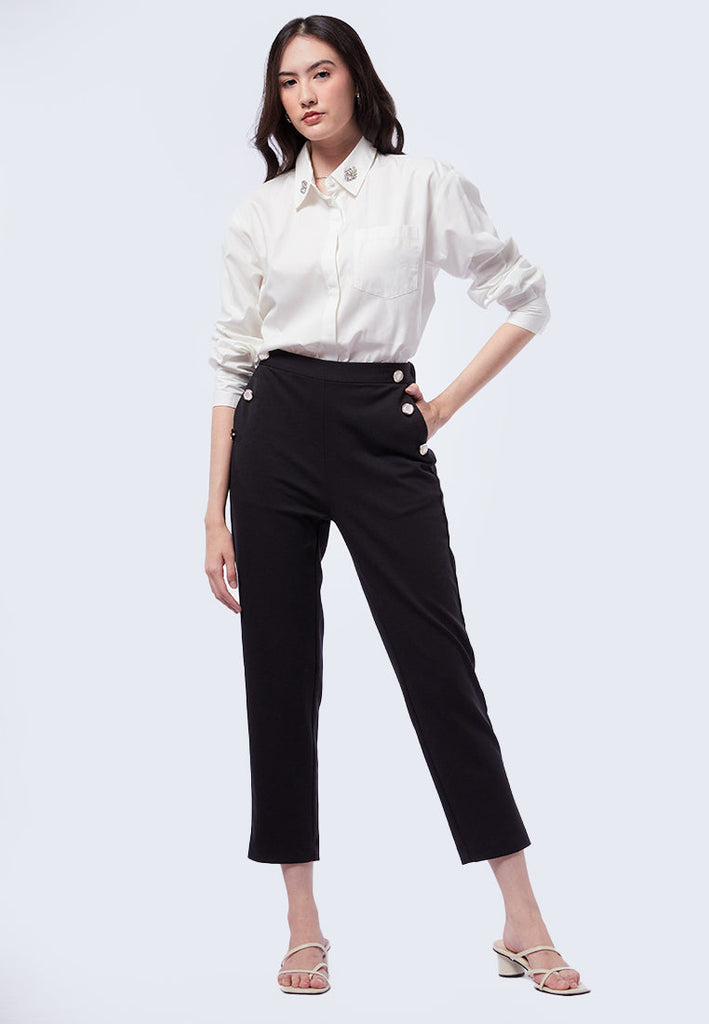 Tapered Pants with Button Details