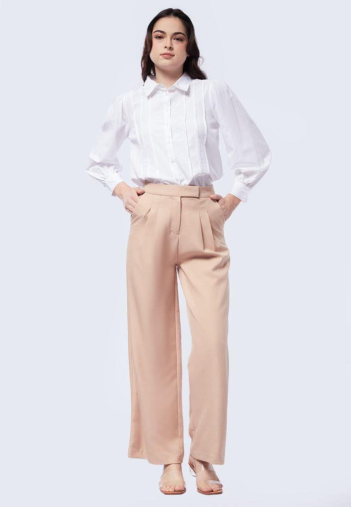 Wide Leg Pants with Front Pleats