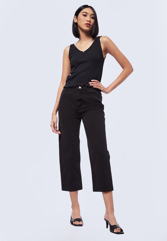 High Rise Straight Cropped Pants
