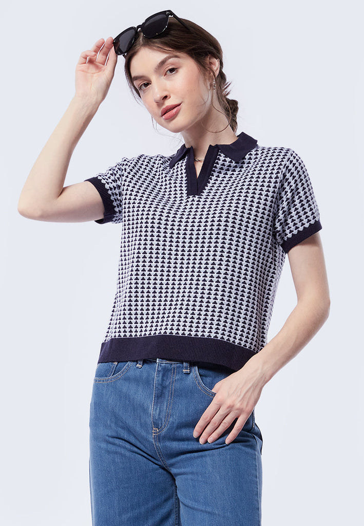 Short Sleeve Knit Polo Shirt