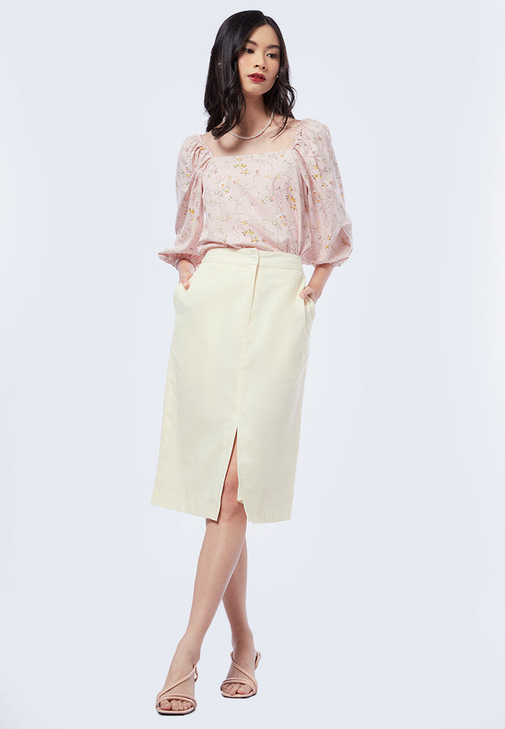 Midi Skirt with Front Slit Details