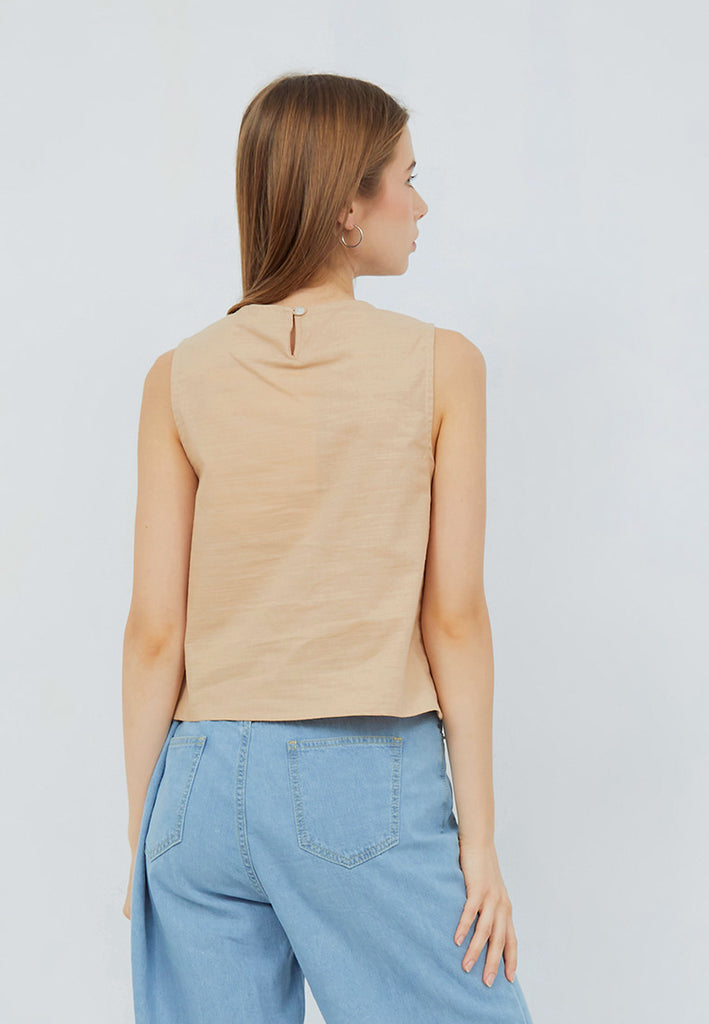 Sleeveless Top with Front Pocket