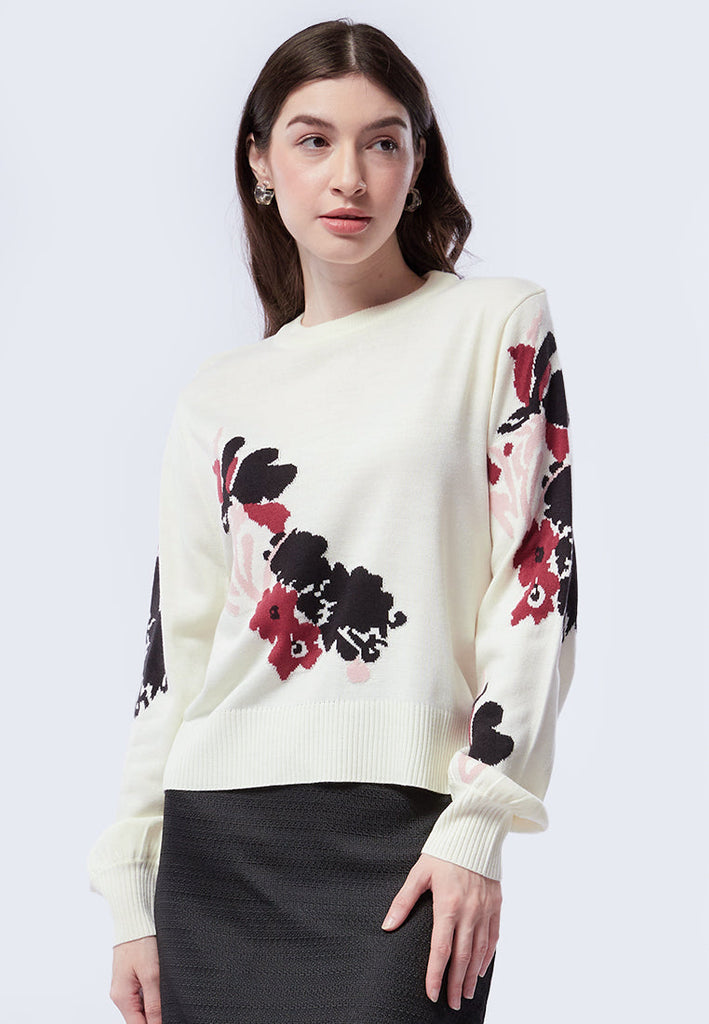 Floral Puff Sleeves Sweater
