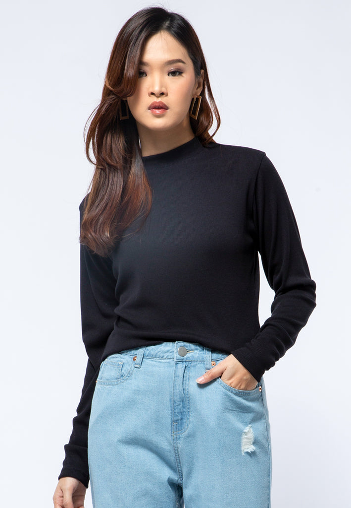 Mock Neck Long Sleeve T-shirt