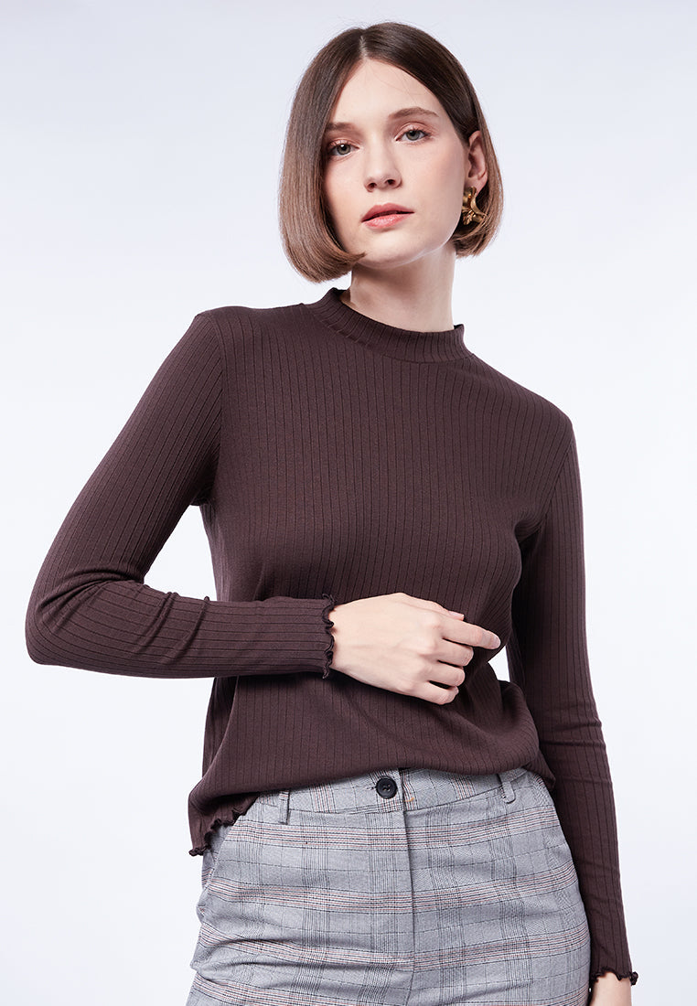 High Neck Long Sleeve Rib Top – EXECUTIVE