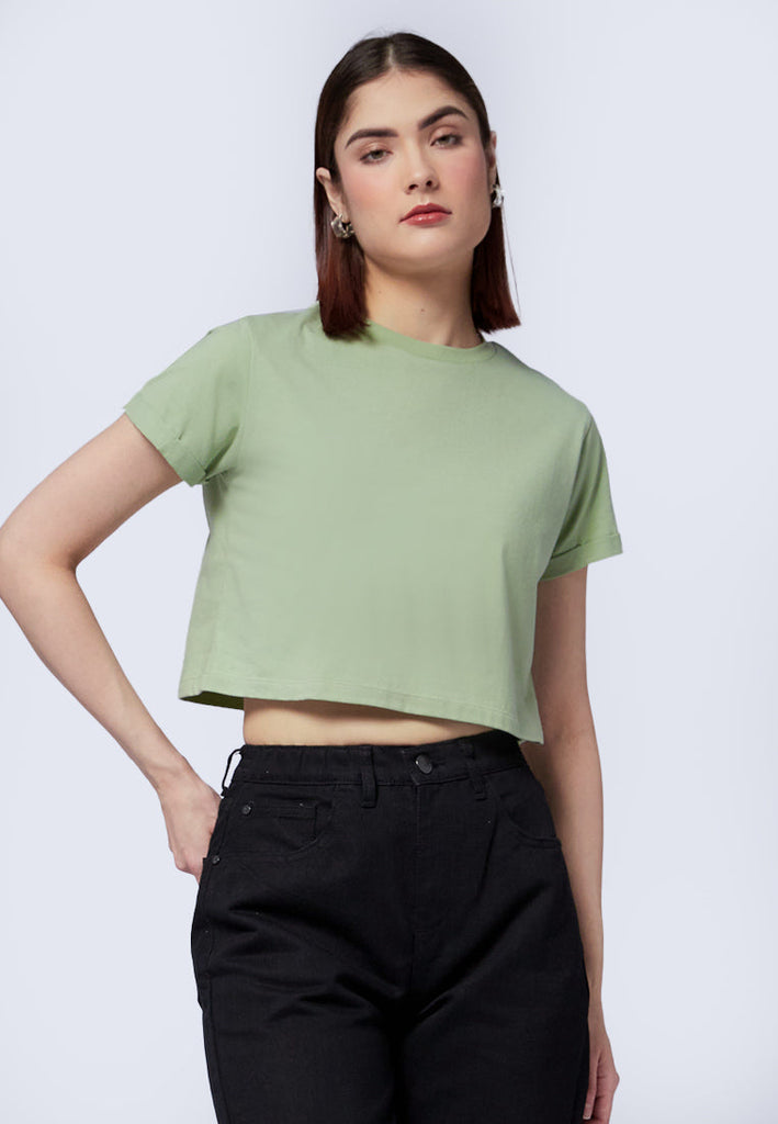 Basic Cropped Cotton T-Shirt
