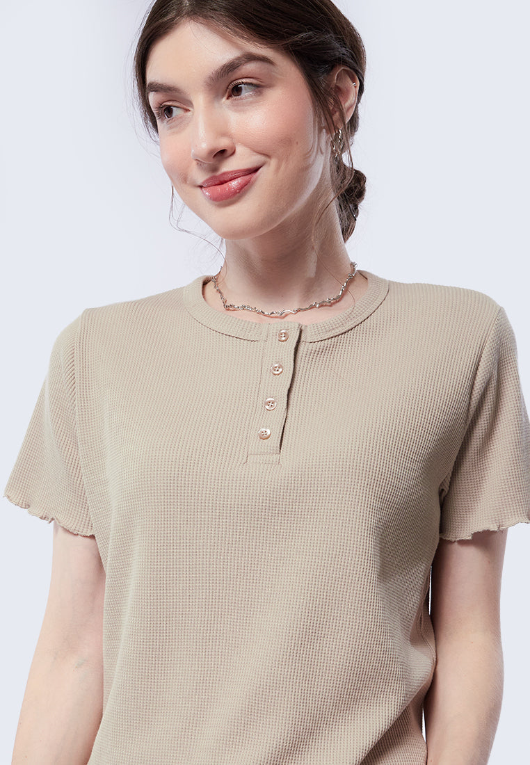 Button Up Short Sleeve Top Executive