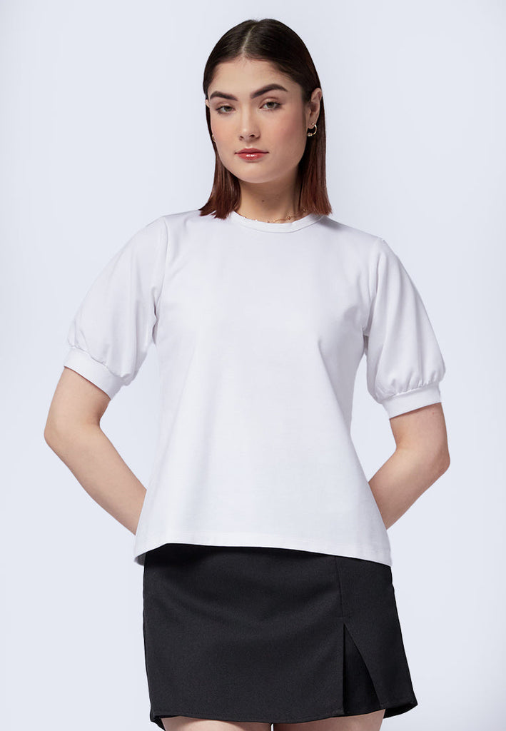 Round Neck Puff Sleeves Top