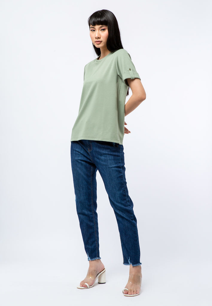 T-shirt with Rolled Up Sleeves