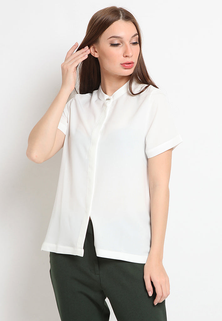 Chinese Collar Short Sleeve Shirt
