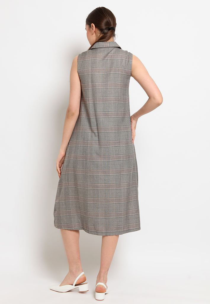 Button-up checked dress