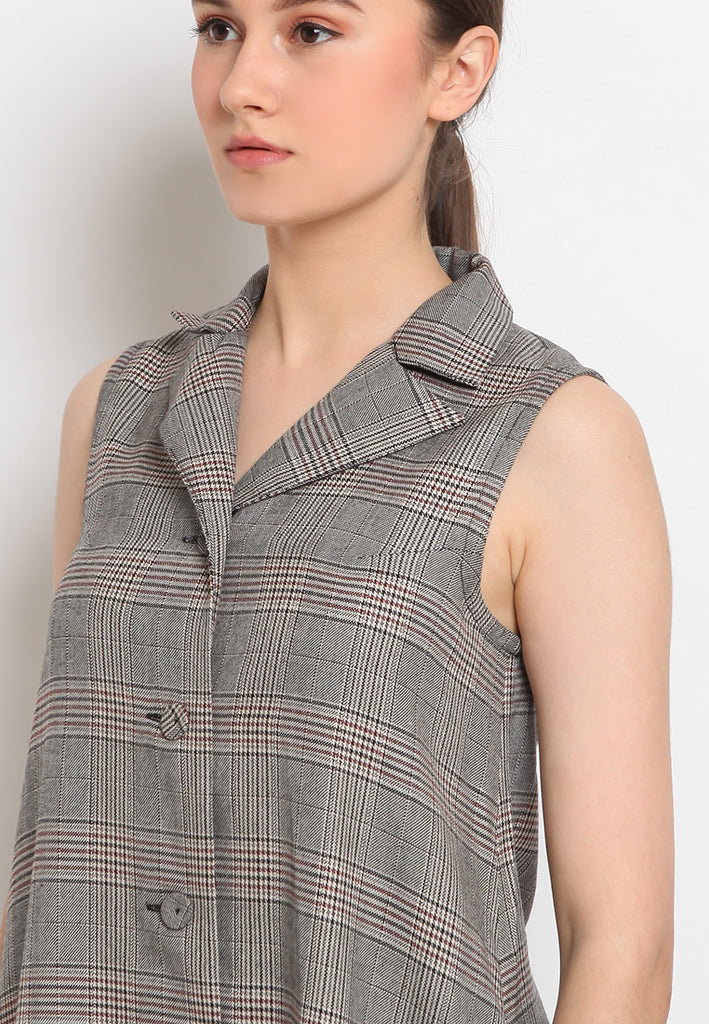 Button-up checked dress
