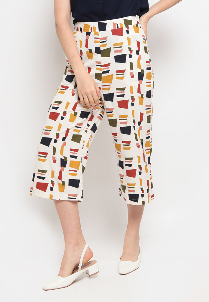 Straight wide printed trouser