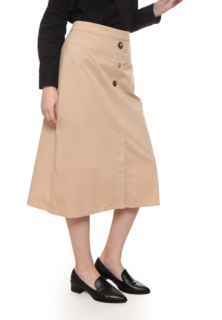 A-Line Buttoned Midi Skirt