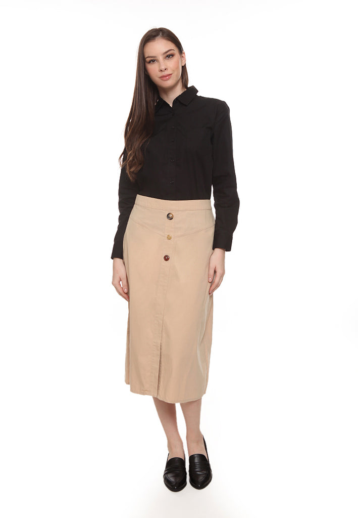 A-Line Buttoned Midi Skirt