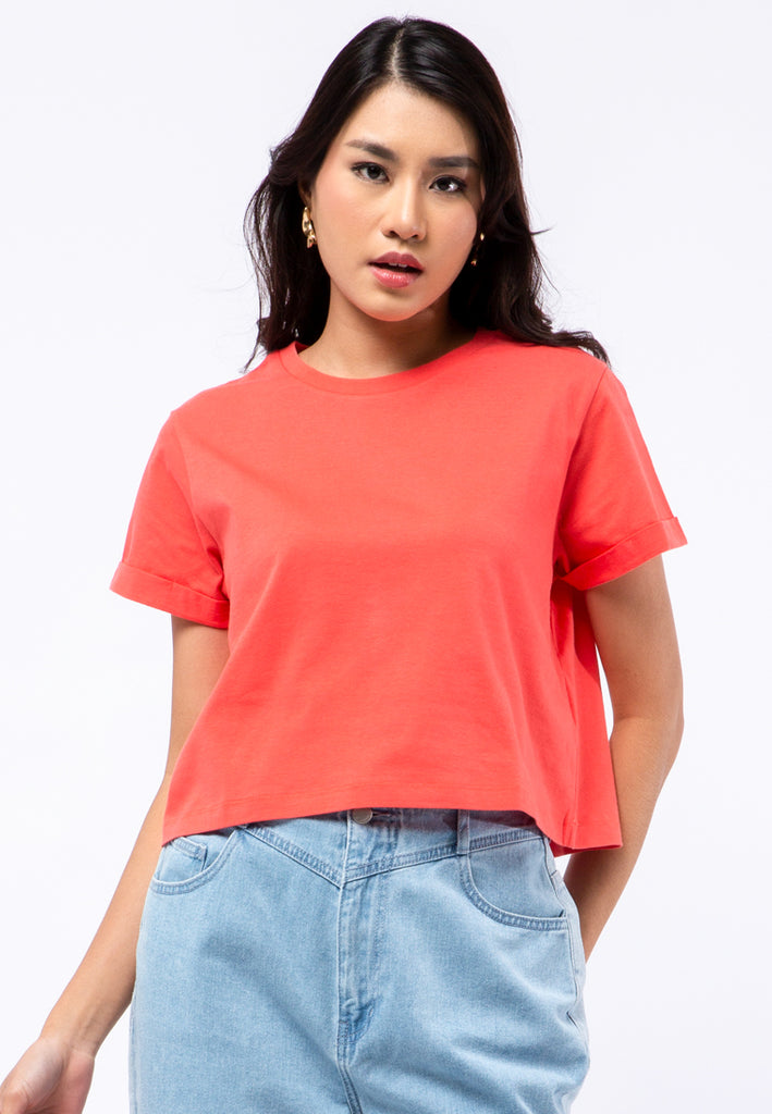 Short Sleeve Crop T-shirt Guava