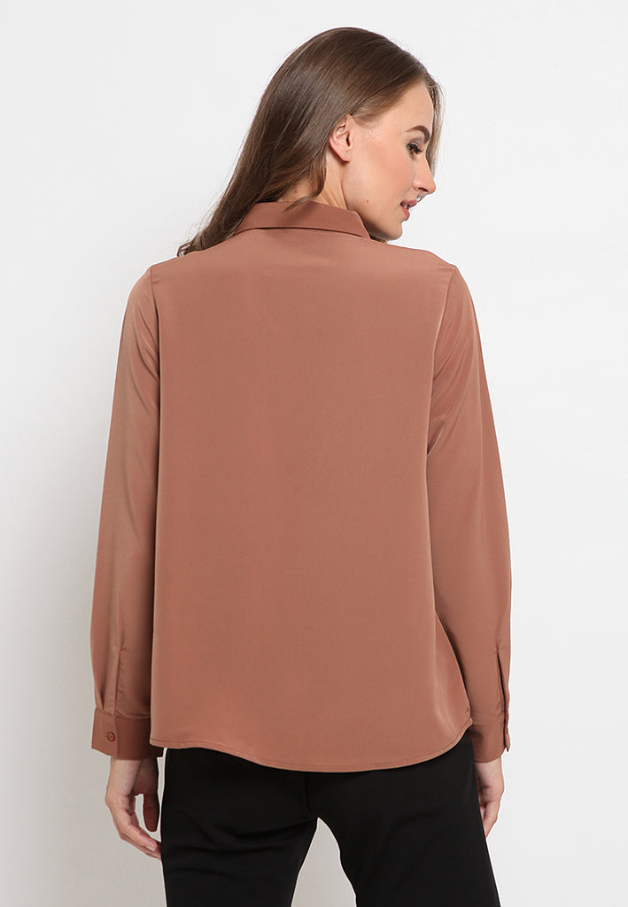 Long Sleeve Blouse With Zipper