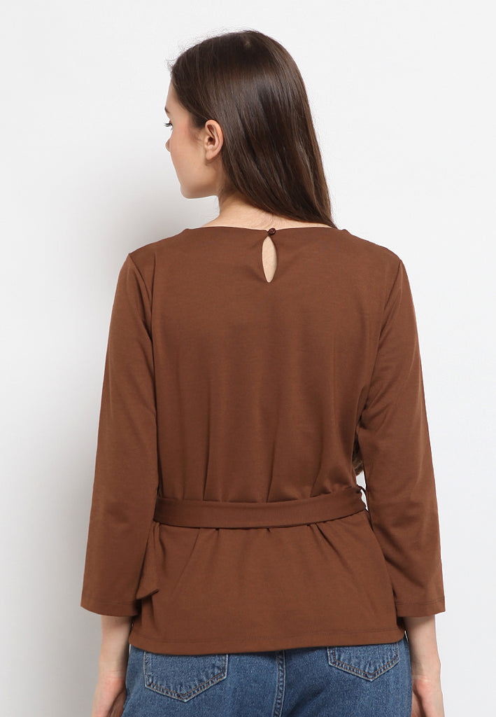Belted 3/4 sleeve top